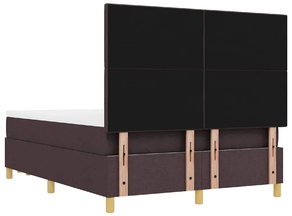Cama Box com Colchão e Banco vidaXL Marrom Escuro 140x190 cm Tecido