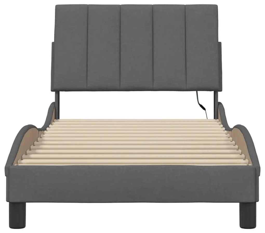 Estrutura de cama sem colchão 80x200 cm tecido cinzento-escuro
