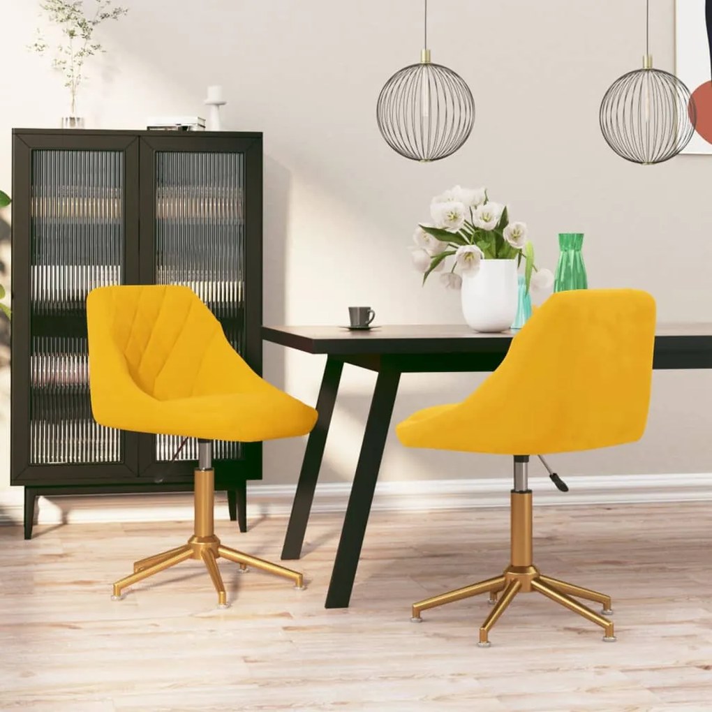 vidaXL Cadeiras de jantar giratórias 2 pcs veludo amarelo mostarda
