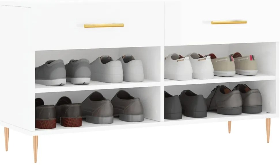 Banco sapateira 102x35x55 cm derivados madeira branco brilhante