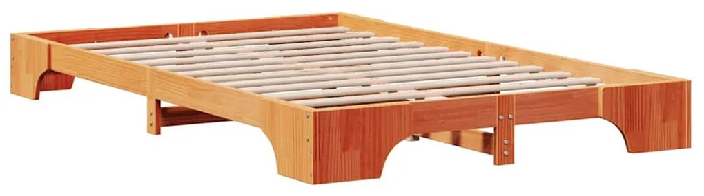 Cama Castanho Encerado 140x190 cm de Madeira de Pinho Maciça
