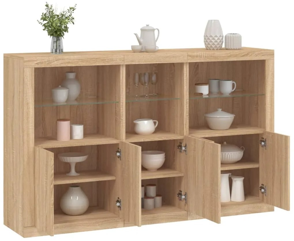 Aparador com luzes LED 162x37x100 cm carvalho sonoma