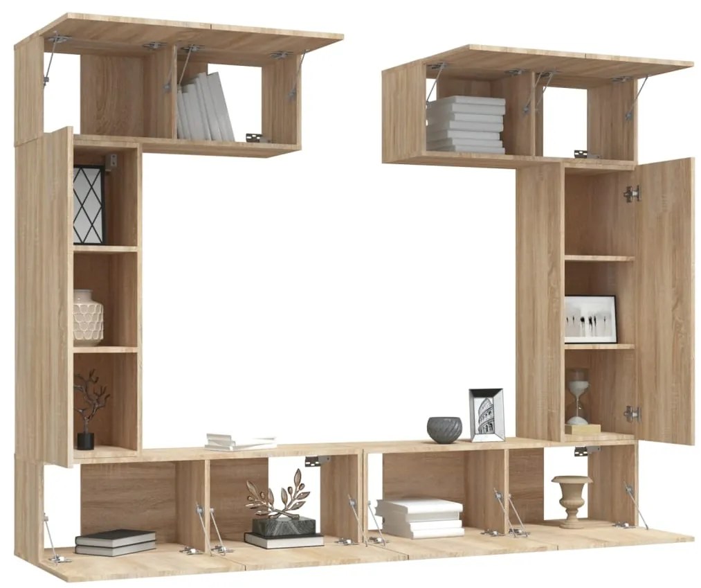 Conjunto móveis de TV 6 pcs madeira processada carvalho sonoma