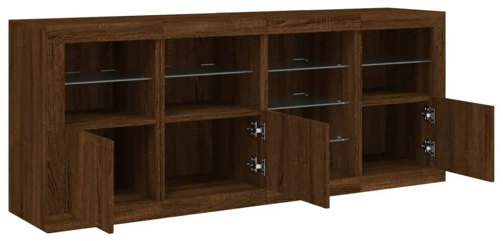 Aparador com luzes LED 164x37x67 cm carvalho castanho