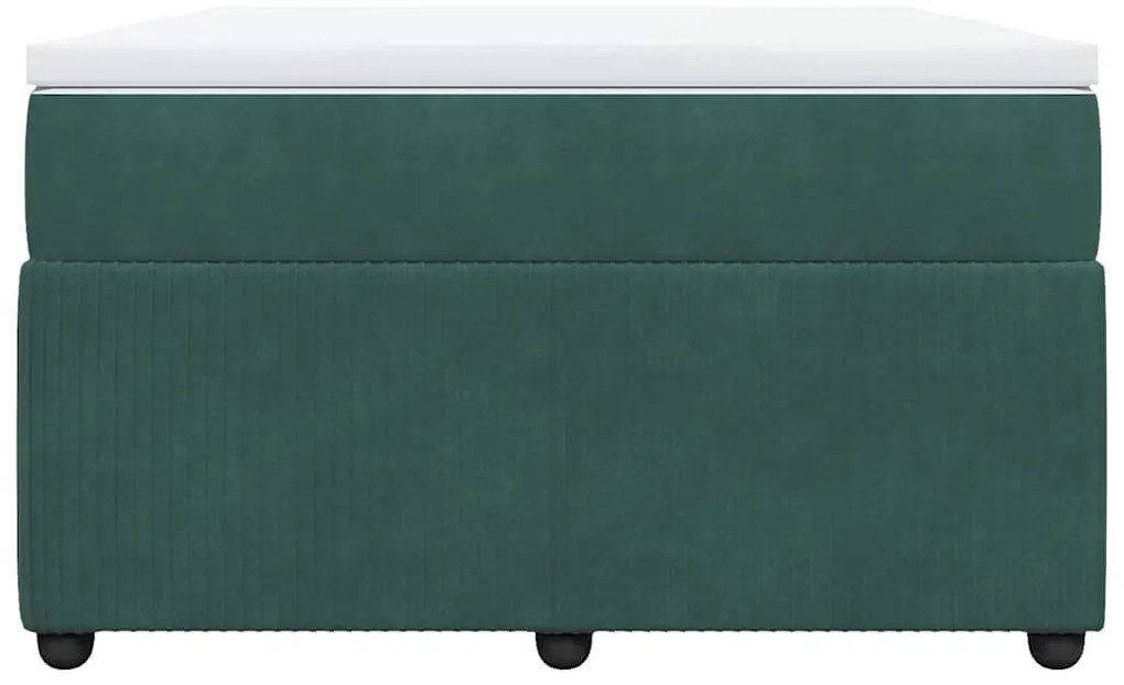 Cama boxspring com colchão 120x190 cm veludo verde-escuro