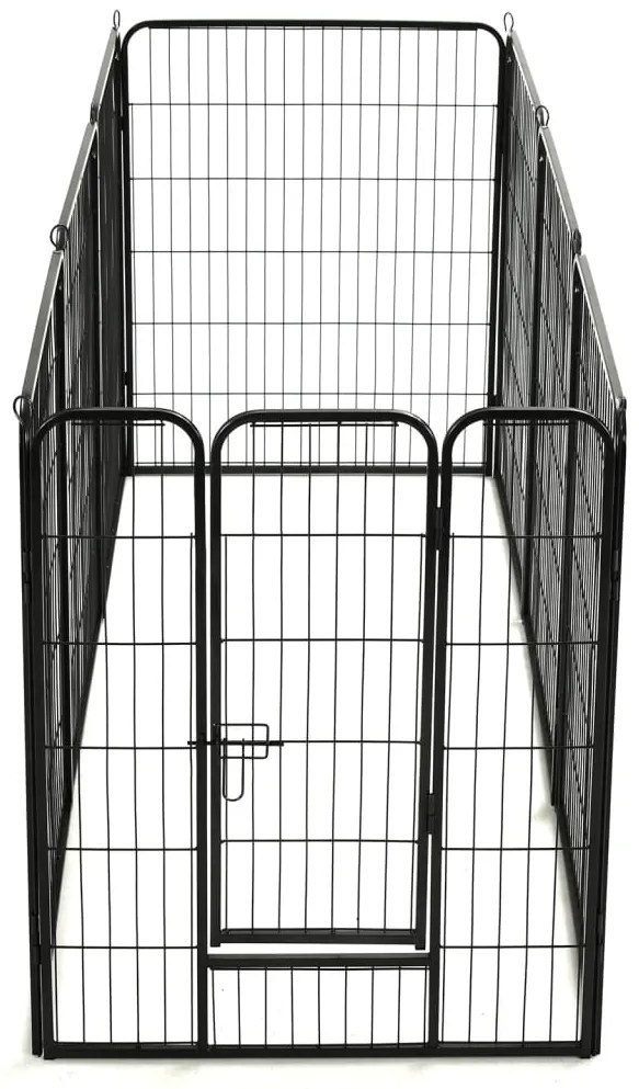 Parque para cães 8 painéis aço 80x100 cm preto