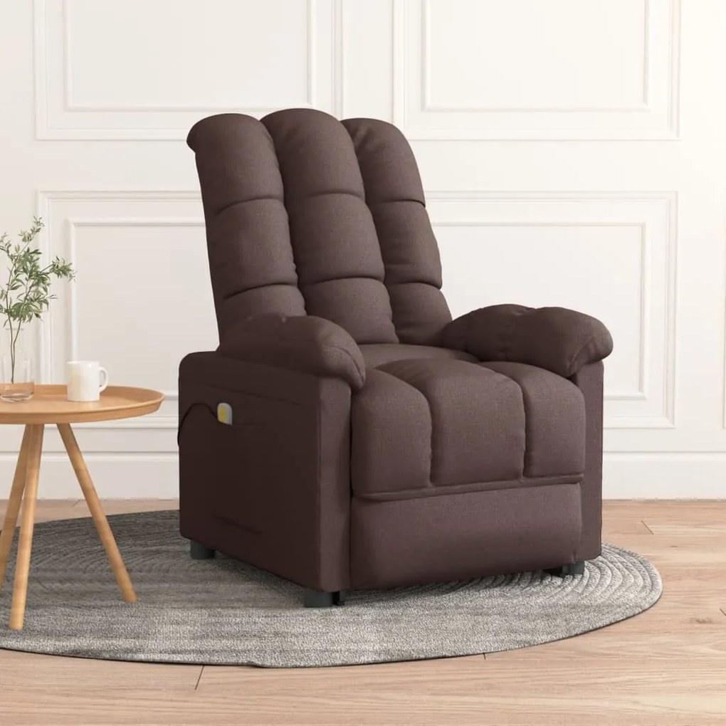289811 vidaXL Poltrona de massagens tecido castanho-escuro