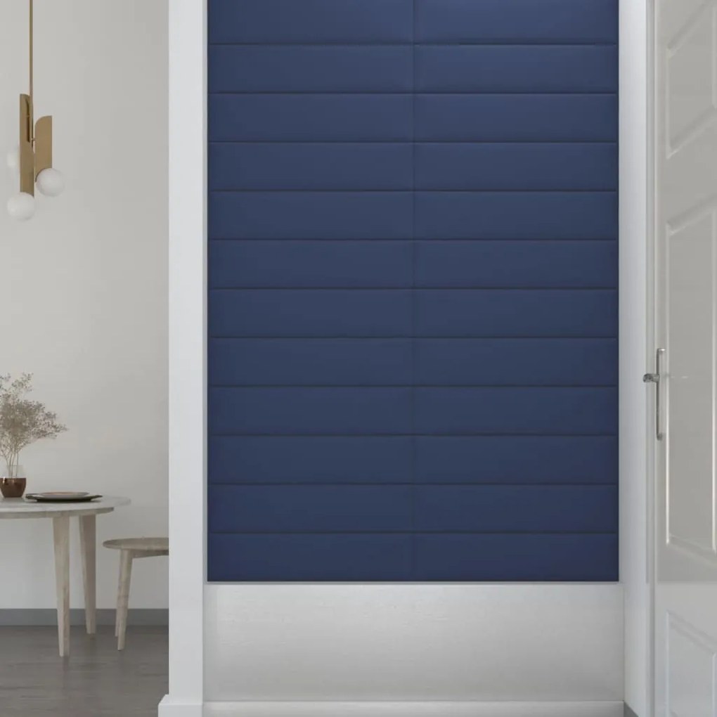 Painel de parede 12 pcs 60x15 cm tecido 1,08 m² cor azul