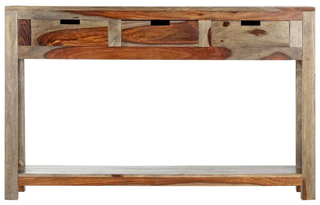 Mesa consola c/ 3 gavetas 120x30x75 cm madeira acácia maciça