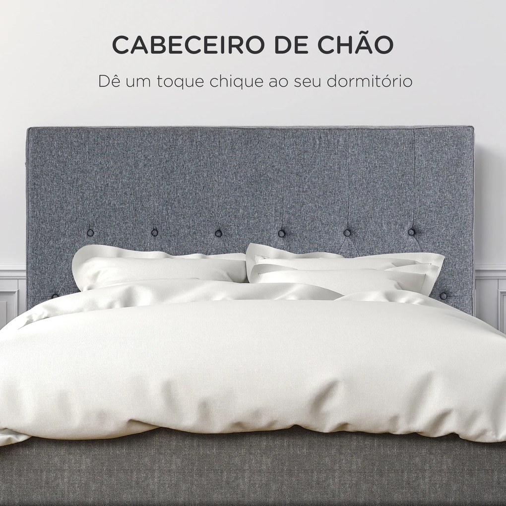 Cabeceira de Cama 160cm Cabeceira de Cama Estofada em Linho e Acolchoada 2 Formas de Uso 160x7x120cm Cinza