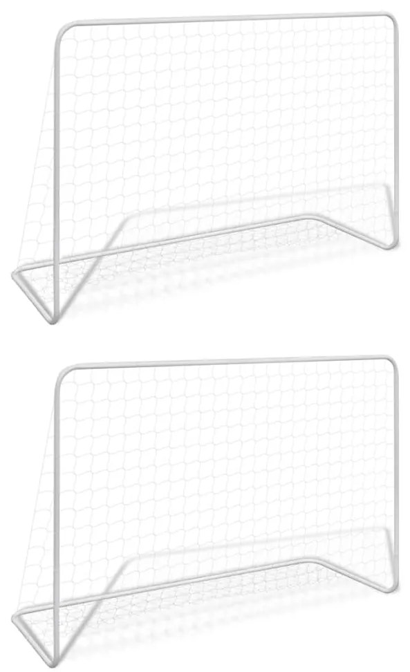 Balizas de futebol com redes 2 pcs aço 182x61x122 cm aço branco