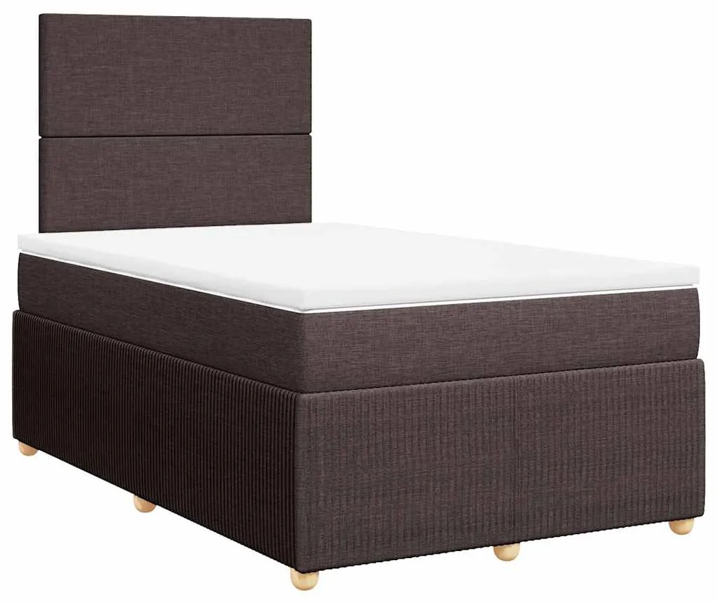 Cama com molas/colchão 120x200 cm tecido castanho-escuro