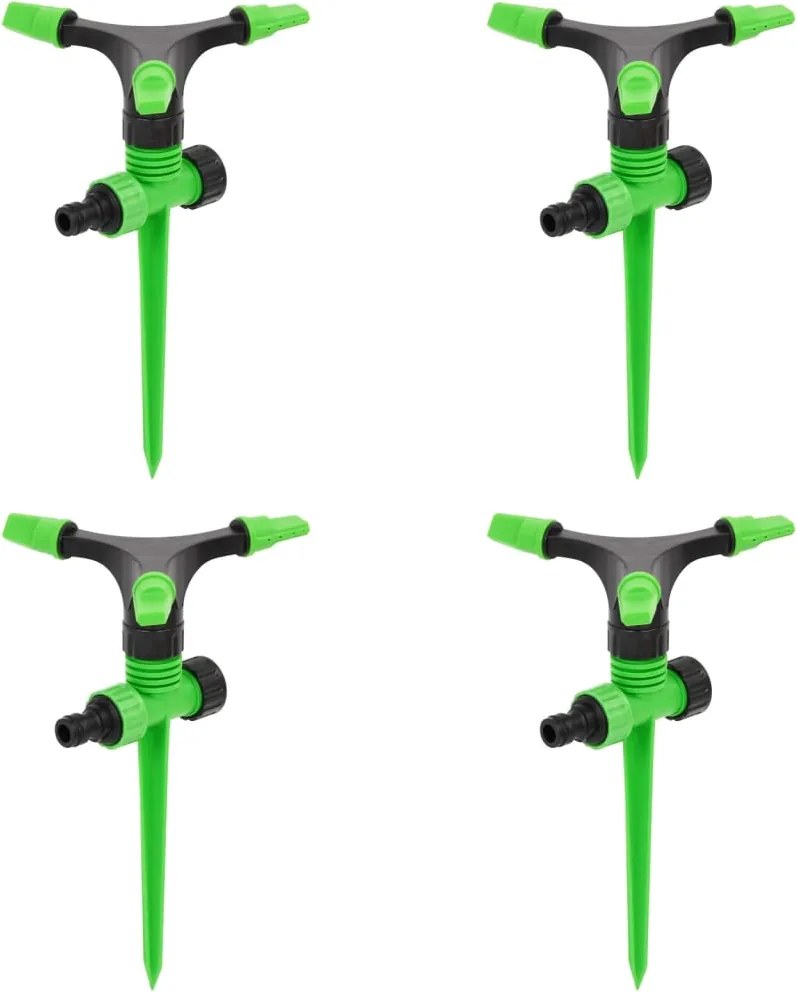 vidaXL Sprinklers rotativos 4 pcs 16x13,5x25,5 cm ABS/PP verde/preto