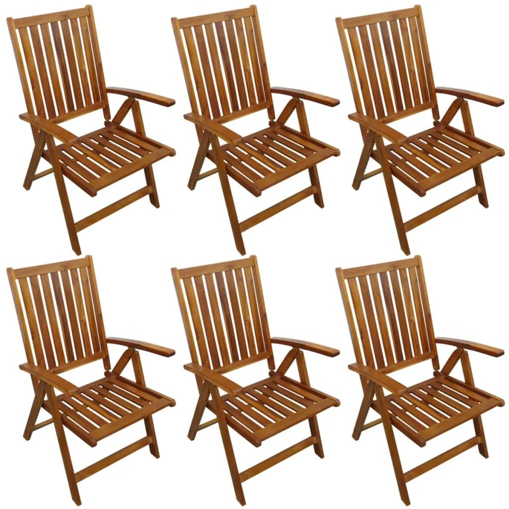 7 pcs conjunto de jantar exterior madeira acácia maciça