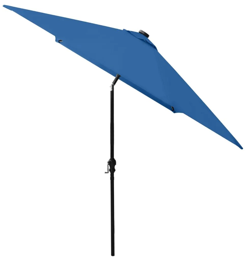 Guarda-sol de jardim c/ luzes LED/poste de aço 2x3 m azul ciano