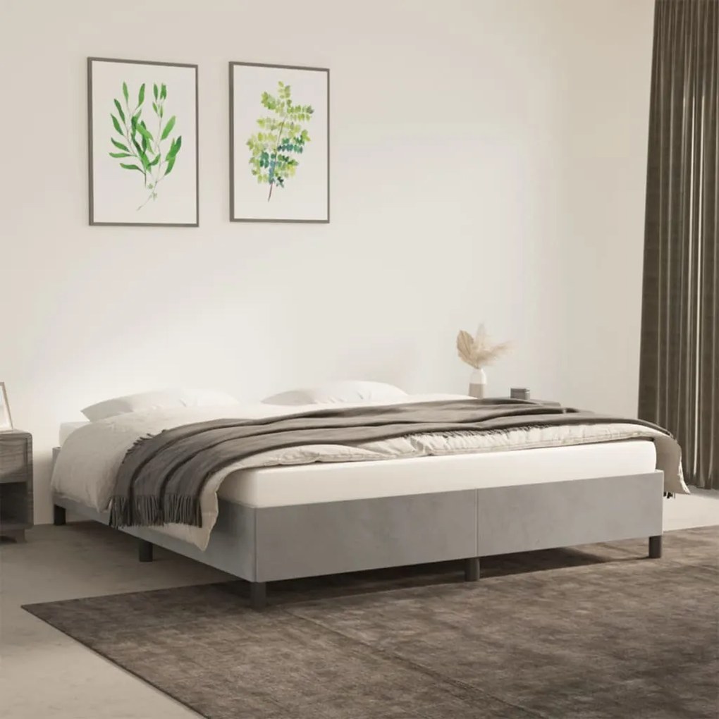 Estrutura de cama sem colchão 180x200 cm veludo cinzento-claro