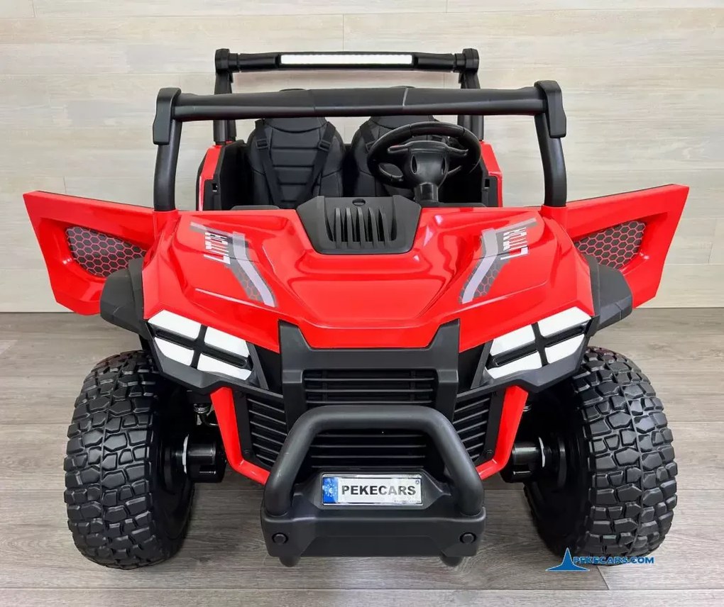 Buggy elétrico para crianças 2 lugares 1000R 4x4 24V, Rodas de borracha, Banco em pele sintética Vermelho