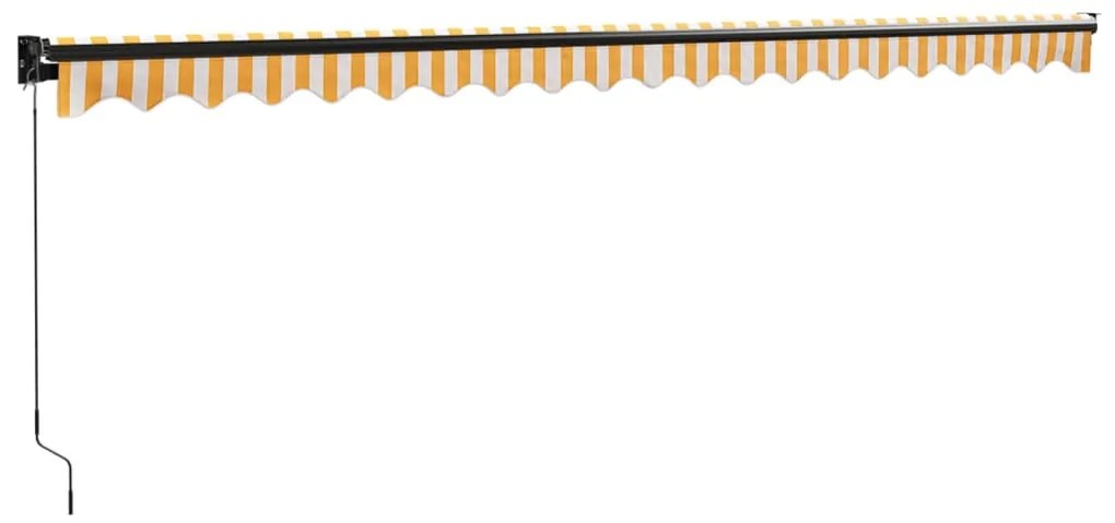 Toldo retrátil 5x3 m tecido e alumínio amarelo e branco