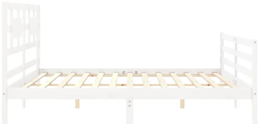Estrutura de cama com cabeceira 200x200cm madeira maciça branco