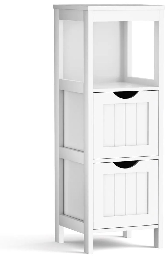Armário de Casa de Banho com 2 gavetas removíveis, prateleira lateral estreita, móveis para sala de estar, quarto, 30 x 30 x 90 cm, branco