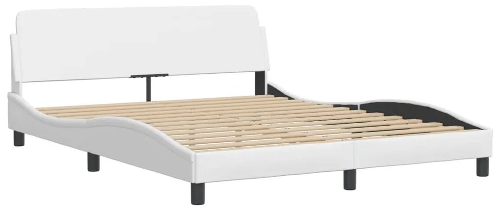 Estrutura cama c/ cabeceira 160x200 cm couro artificial branco