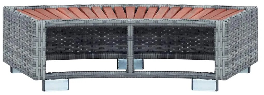 Degrau para spa em vime 92x45x25 cm cinzento
