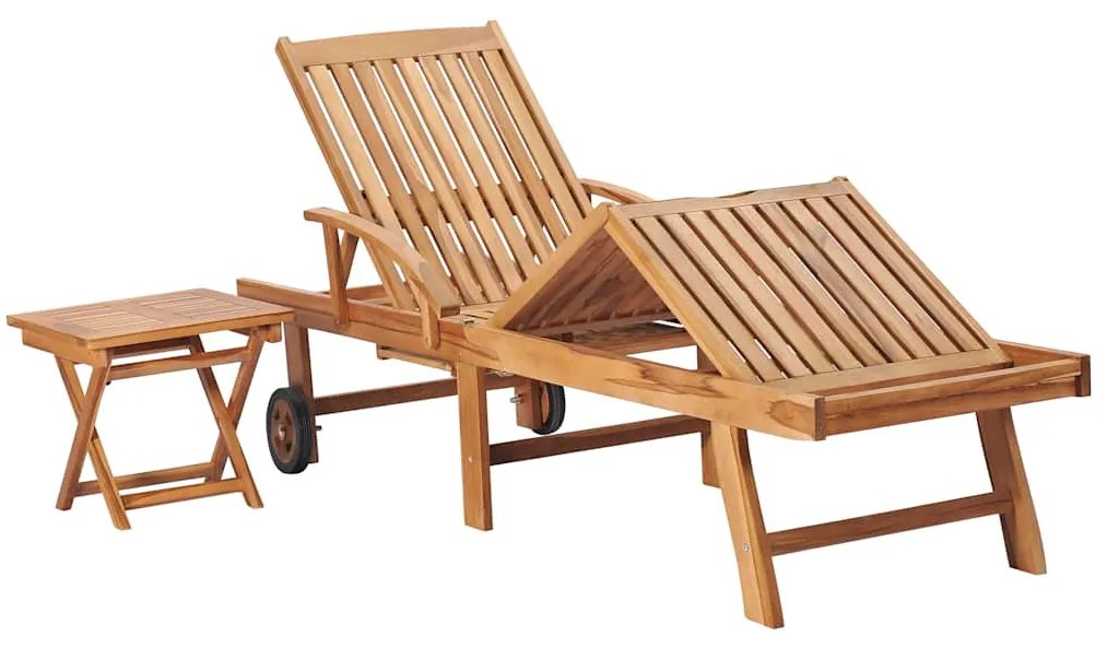 Espreguiçadeiras com mesa 2 pcs madeira de teca maciça