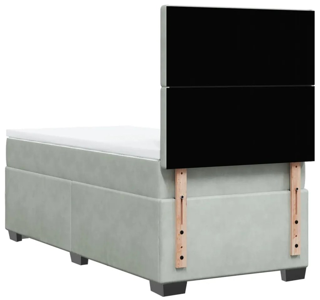 Cama com molas/colchão 80x200 cm veludo cinza-claro