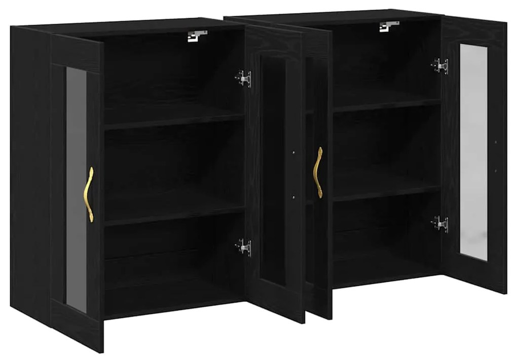 Armários de Parede 2 peças Carvalho Preto 69,5x34x90 cm Madeira Ingênu