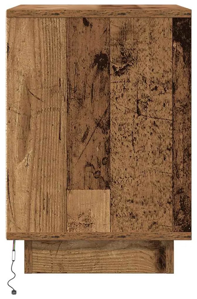 Mesas cabeceira c/ luzes LED 2 pcs 38x34x50 cm madeira velha