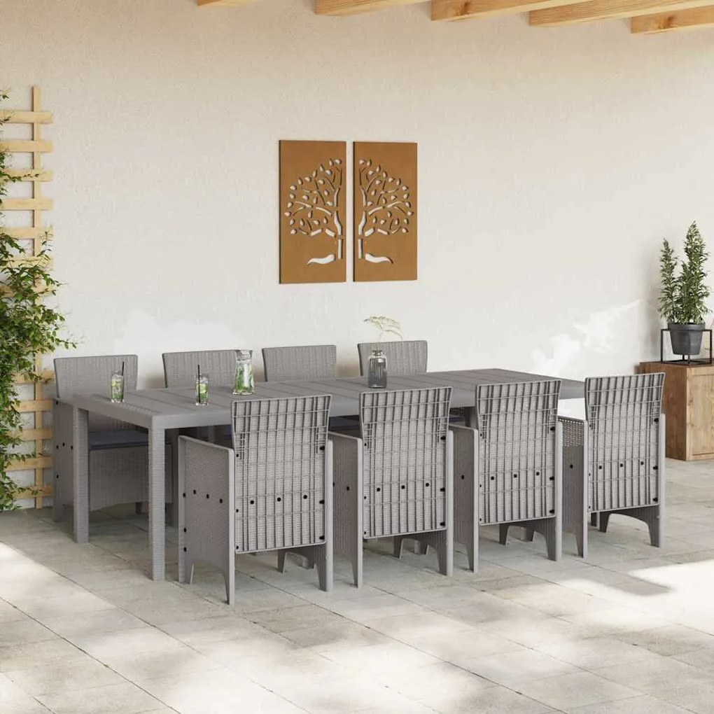 Conjunto de Jantar ao Ar Livre 9 pcs Branco 250 x 100 x 73 cm