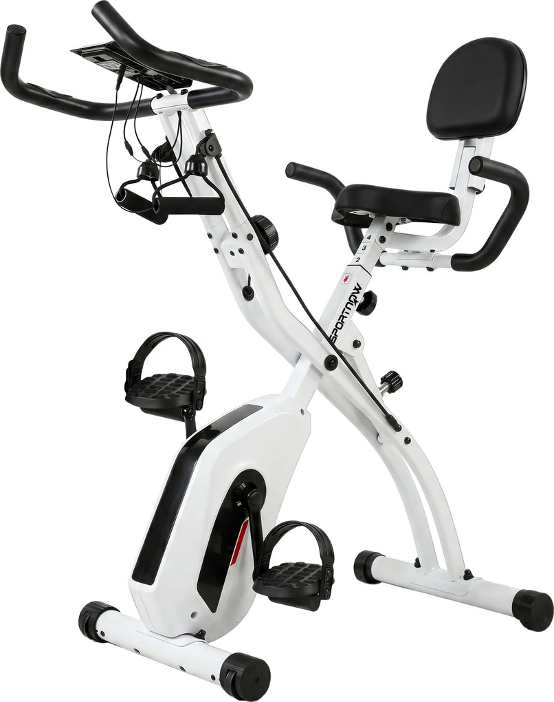 SPORTNOW Bicicleta Estática Dobrável com 8 Níveis de Resistência, Volante, Ecrã LCD, Bluetooth, Pulsómetro e Selim Ajustável | Aosom Portugal