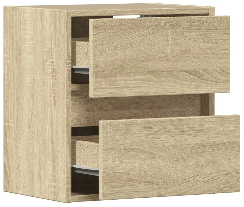 Mesa de cabeceira de parede com luzes LED carvalho sonoma
