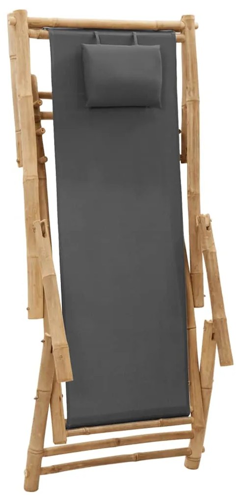 Cadeira de terraço de bambu e lona cinzento-escuro