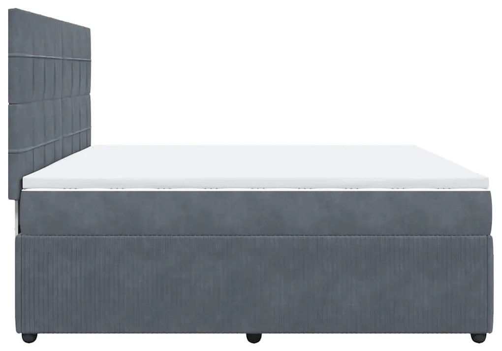 Cama com molas/colchão 200x200 cm veludo cinzento-escuro