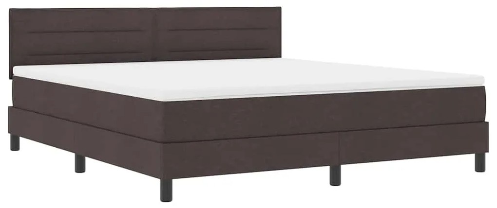 Cama Box com Colchão e LED Castanho Escuro 180x200 cm Tecido