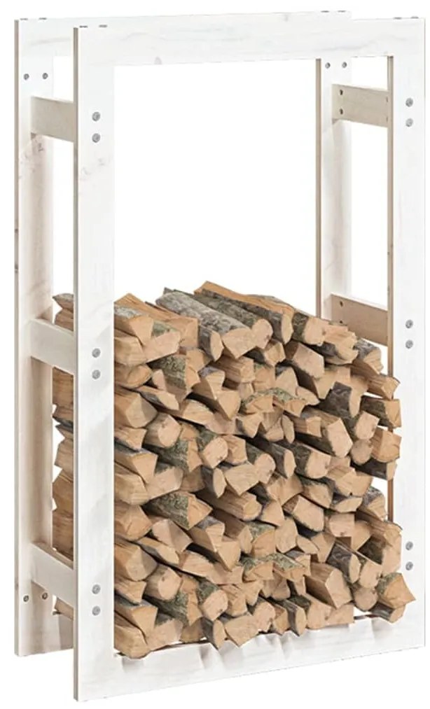 Suporte para lenha 60x25x100 cm pinho maciço branco