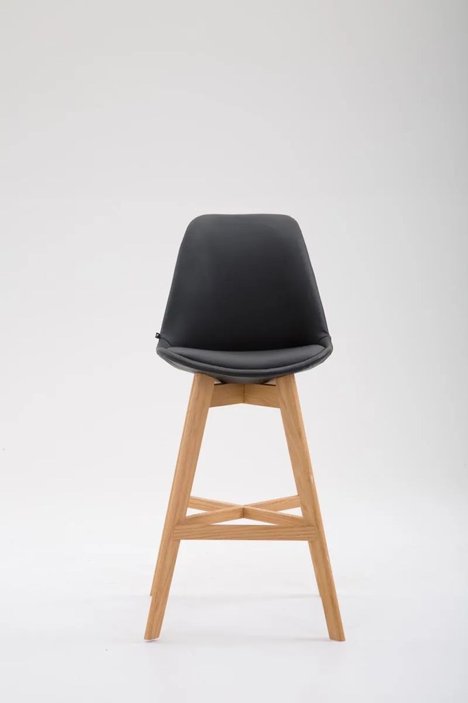 Banco de bar Cannes em couro sintético e com estrutura de Cor Natural 48 x 112 x 56 cm Preto