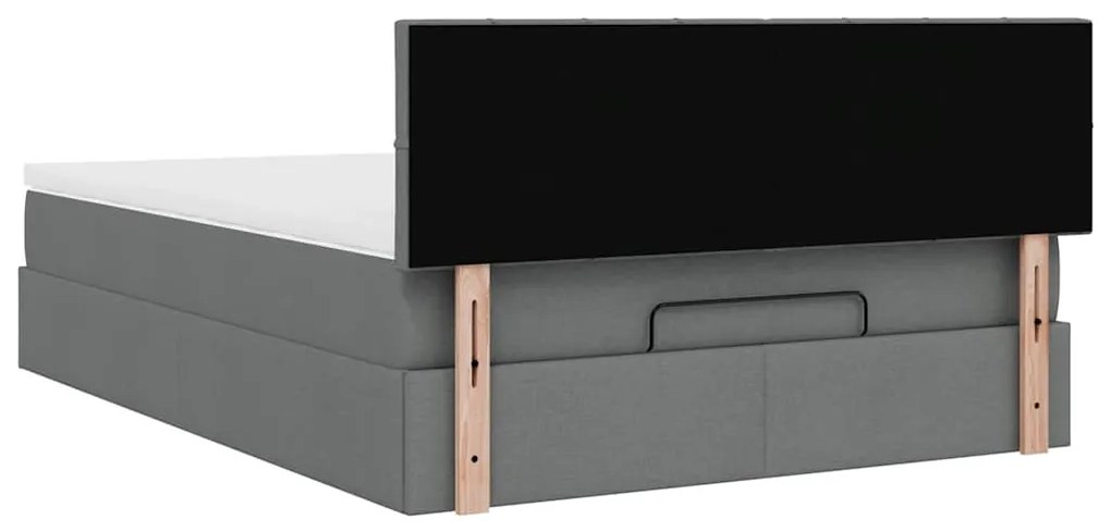 Cama otomana com colchão 140x190 cm tecido cinzento escuro