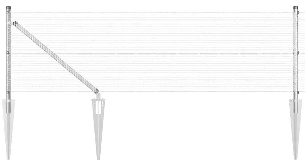 Cerca de Fio Soldado com 7 Postes com Ponteira 0.8x10 m Aço Galvanizad