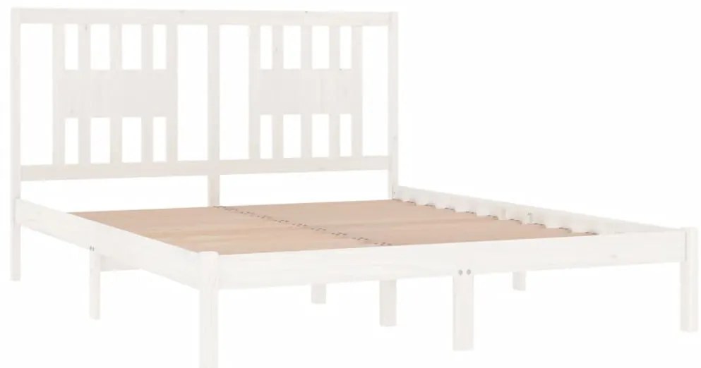 Estrutura de cama 160x200 cm madeira de pinho maciça branco