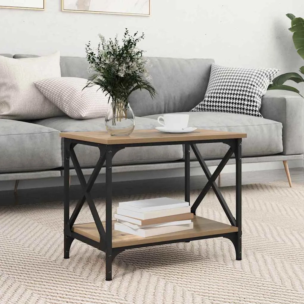 vidaXL Mesa Lateral carvalho artisiano 55 x 38 x 45 cm