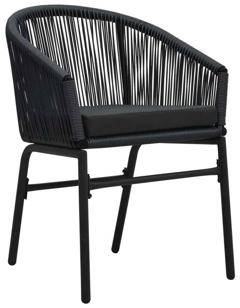 3 pcs conjunto de jantar para jardim preto