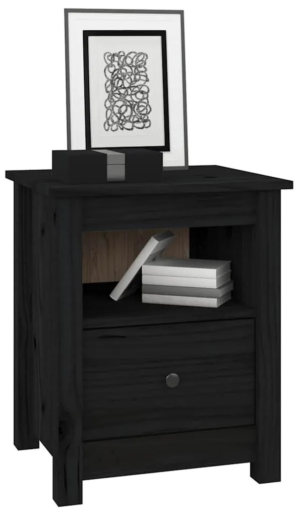 Mesas de cabeceira 2 pcs 40x35x49 cm pinho maciço preto