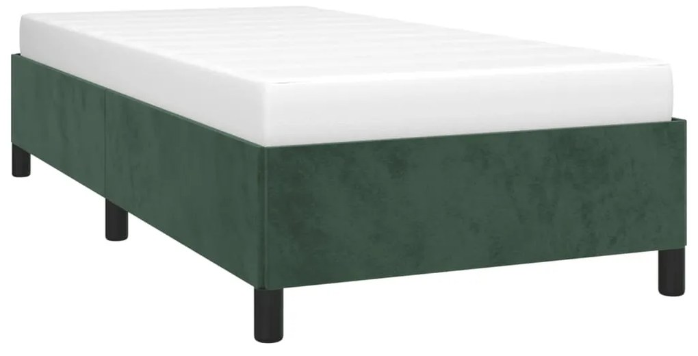 Estrutura de cama 100x200 cm veludo verde-escuro