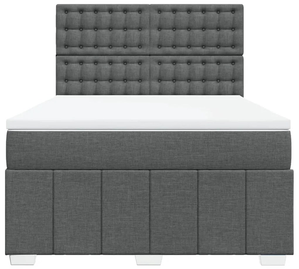 Cama com molas/colchão 140x200 cm tecido cinzento-escuro