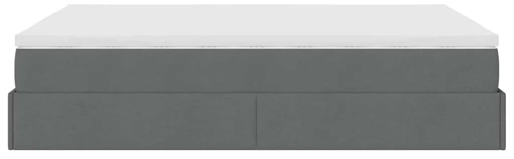 Estrutura de cama otomana com colchão 140x190cm cinzento escuro