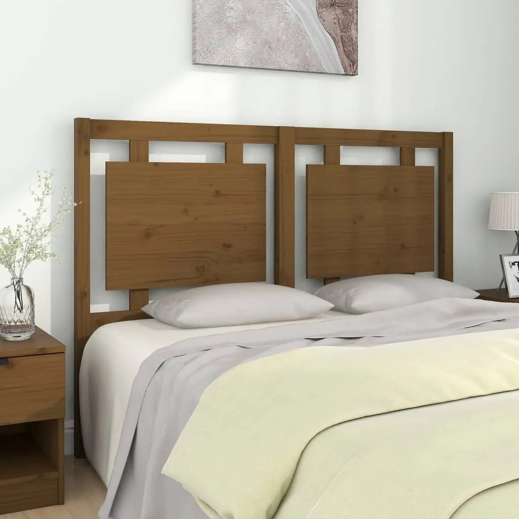 vidaXL Cabeceira de cama 140,5x4x100 cm pinho maciço castanho mel
