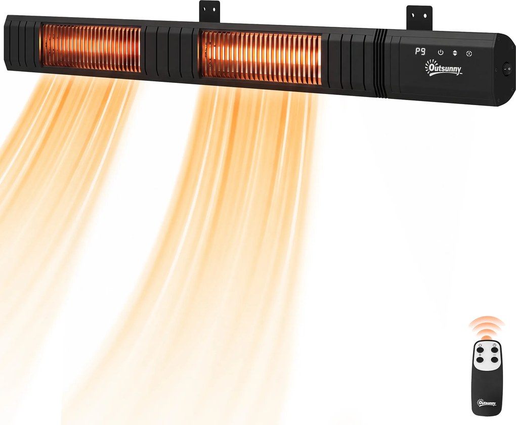 Aquecedor de Infravermelhos, 102,4 x 10 x 5,5 cm, Potência de 3000 W, Preto