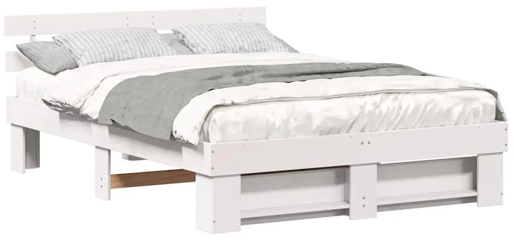 Estrutura da Cama com cabeceira Branco 140 x 200 cm